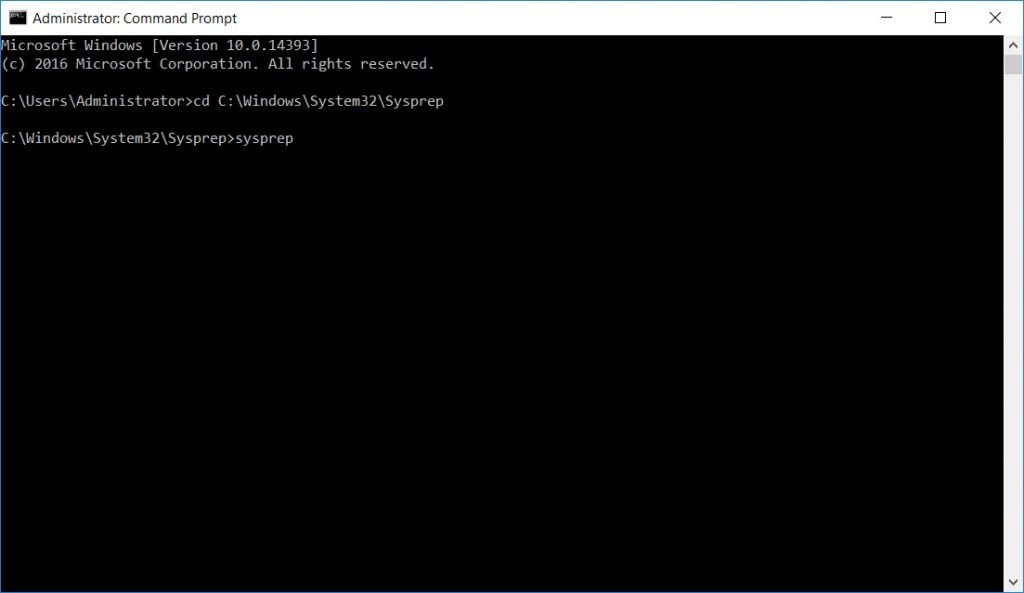 Command prompt sysprep