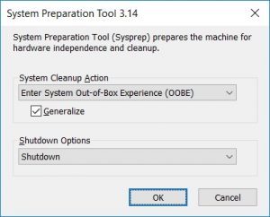 System preparation tool OOBE generalize
