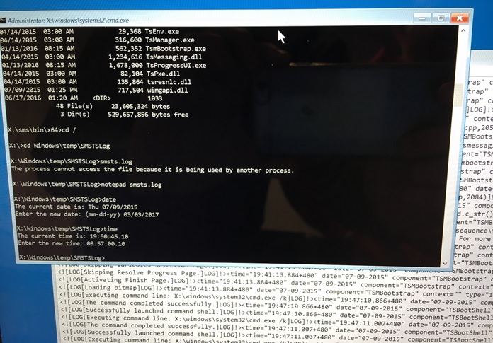 winpe command prompt smstslog date time